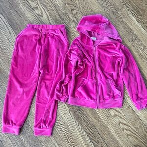 Bright Pink Velour Hoodie & Jogger Set